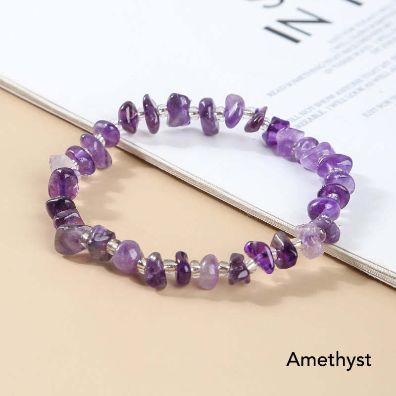 Natural Irregular Shape Stone Crystal Meditation Balance Bracelet