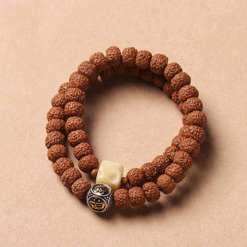 Bodhi Seed Three-eyed Dzi Bead mystic zen Hand Charm Wealth Bracelet