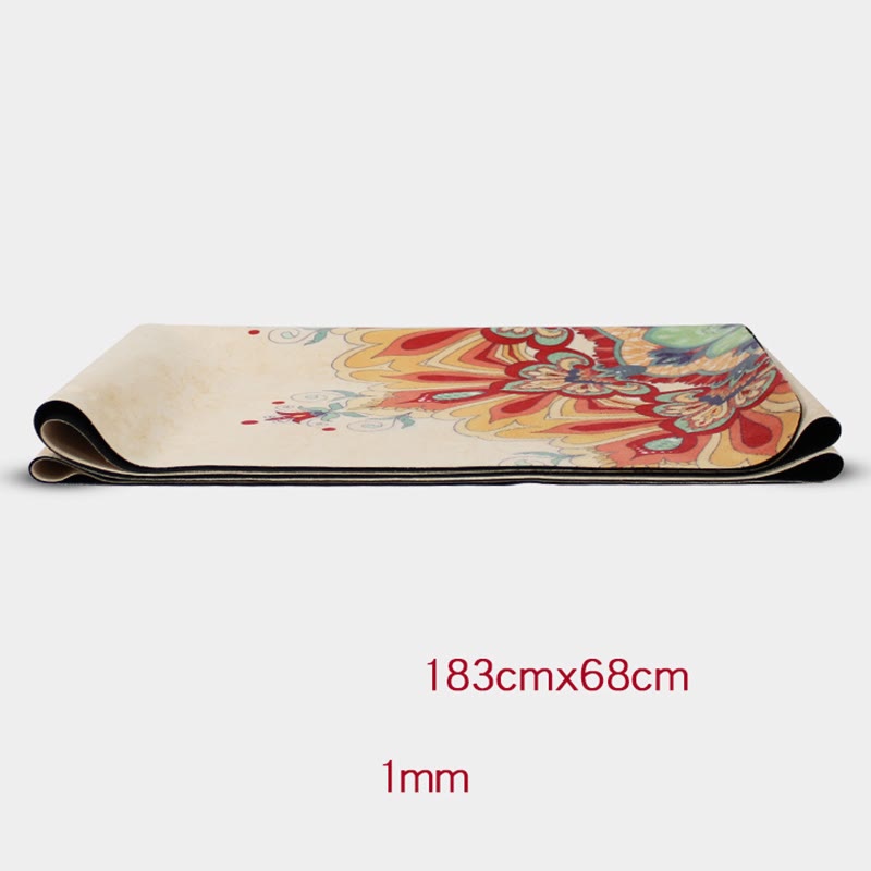 Tibetan Mandala Elephant Lotus Koi Fish Mindful Natural Rubber Yoga Mat Decoration