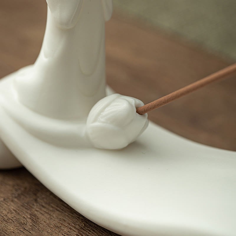 mystic zen Monk Ceramic Sea Wave Mountain Blessing Incense Burner Decoration