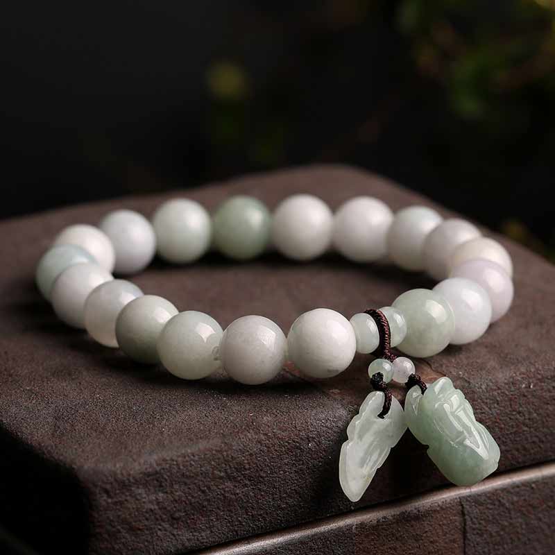 Natural Jade Pi Xiu mystic zen Gourd Apple Success Bracelet