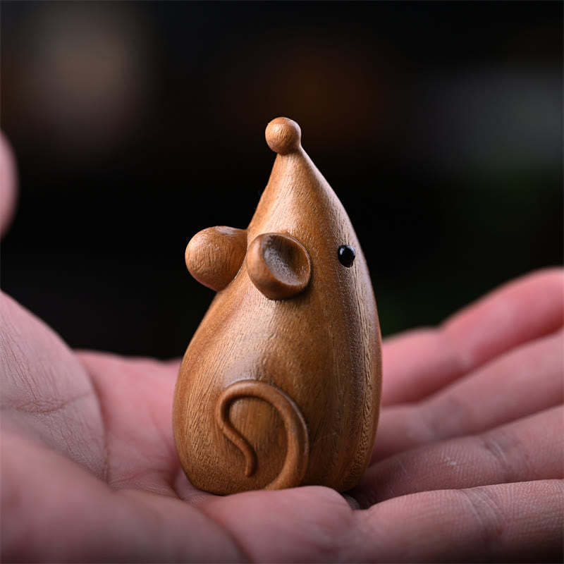 Small Cat Mouse Green Sandalwood African Red Rosewood Peace Home Decoration