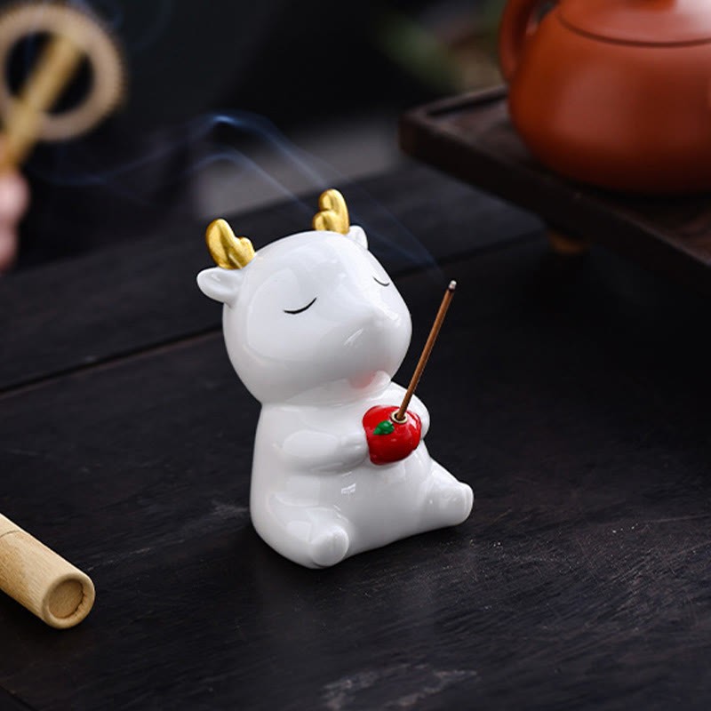Cute Deer Holder Healing Ceramic Incense Burner Desk Decoration