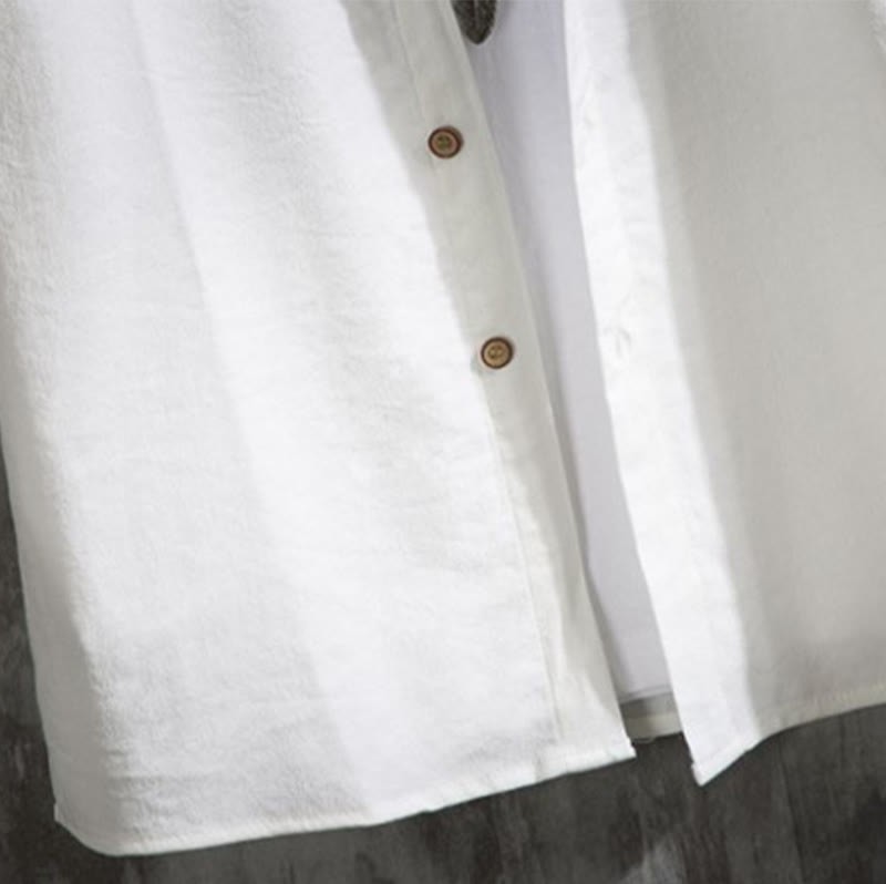 Casual Solid Color Front Button Three Quarter Sleeves Men's Shirt