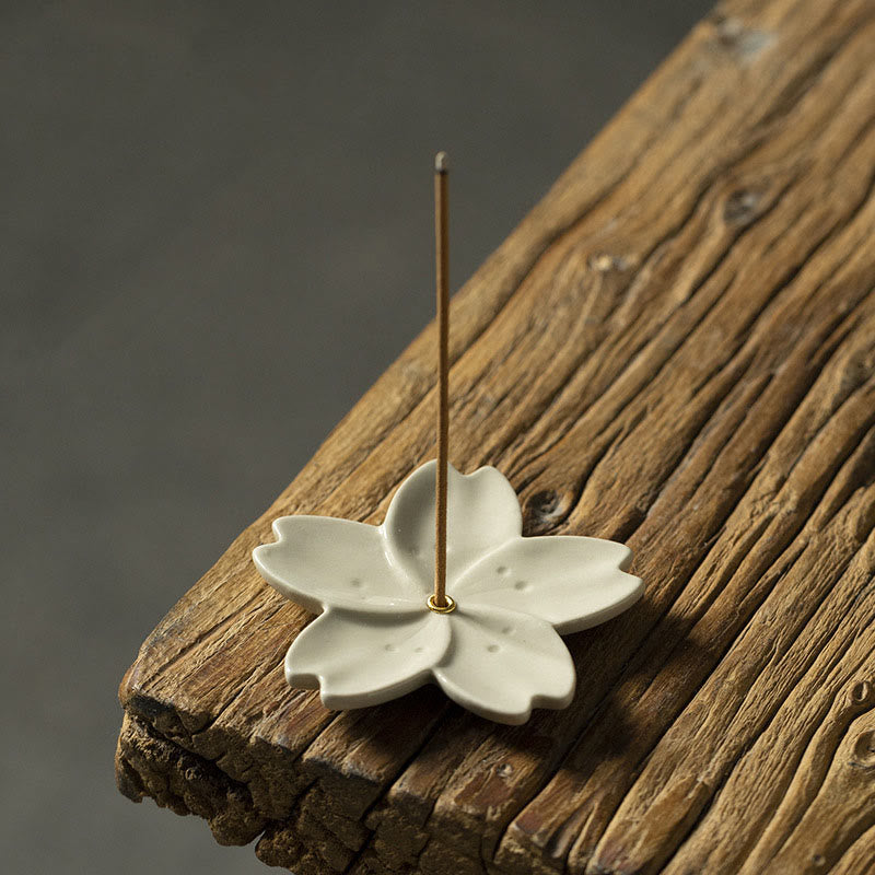 Lotus Cherry Blossom Plum Blossom Chrysanthemum Healing Ceramic Incense Burner Decoration