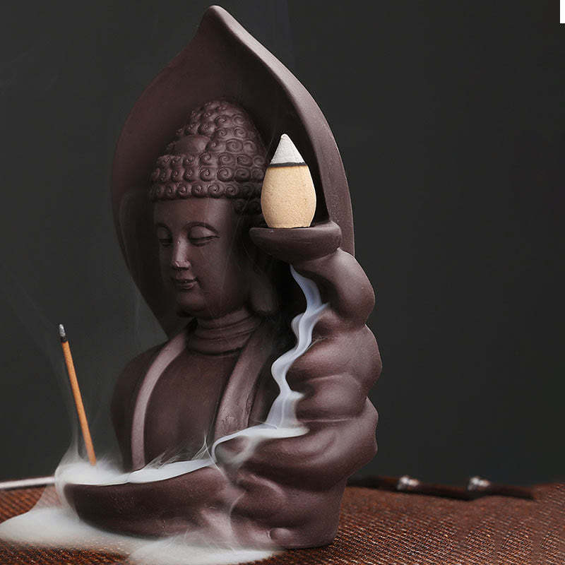 Tibetan Avalokitesvara mystic zen Lotus Healing Backflow Smoke Fountain Incense Burner