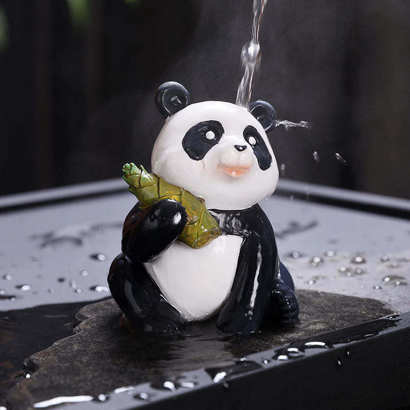 Color Changing Small Cute Panda Bamboo Tea Pet Resin Home Figurine Decoration