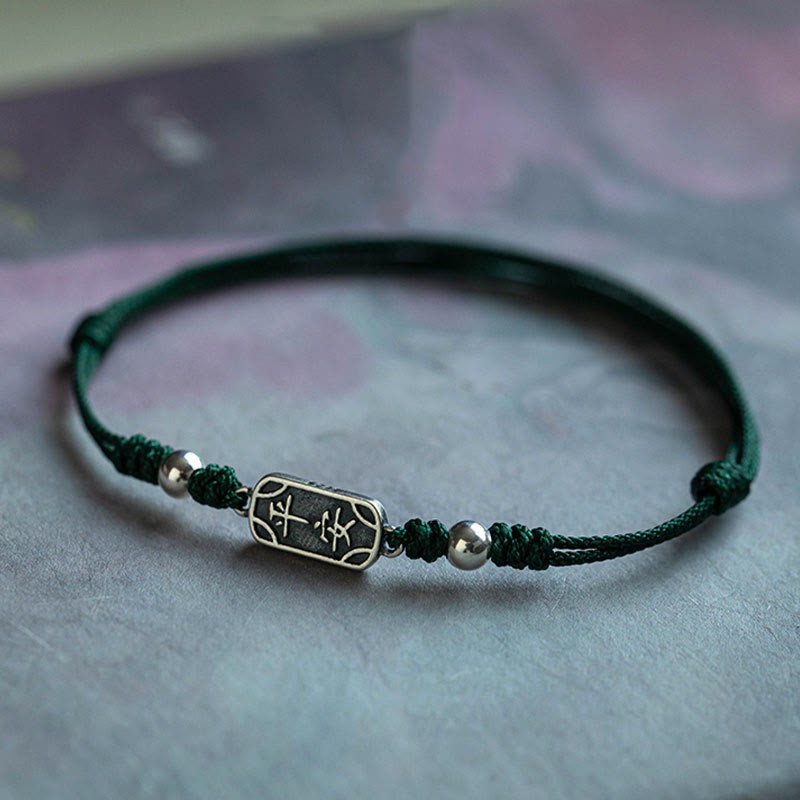 Handmade 925 Sterling Silver Peace And Joy Safe Well Protection Braided Bracelet