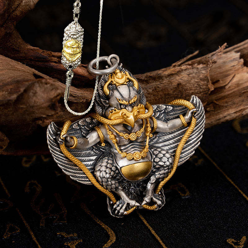 925 Sterling Silver Tibetan Garuda Bird Wisdom Necklace Pendant
