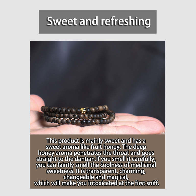 108 Mala Beads 999 Gold Bead Rare 5mm Brunei Black Qinan Agarwood Peace Strength Bracelet