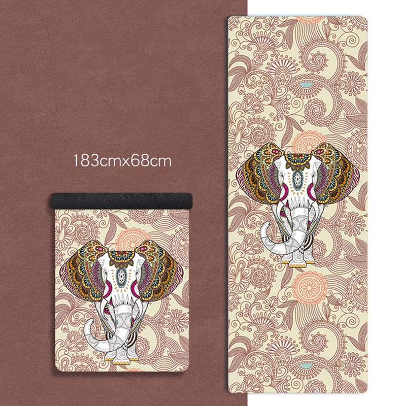 Tibetan Mandala Elephant Lotus Koi Fish Mindful Natural Rubber Yoga Mat Decoration