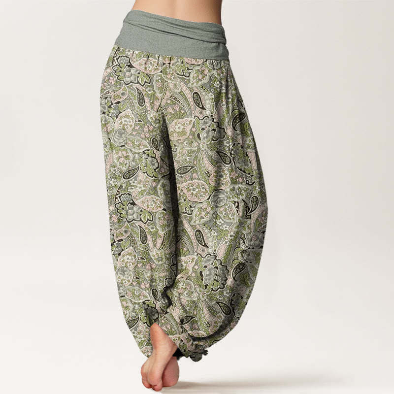Casual Cashew Flower Design Women's Elastic Waist Harem Pants