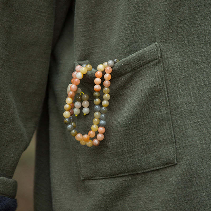 Retro Solid Color Thermal Long Sleeve Ramie Linen Women's Shirt