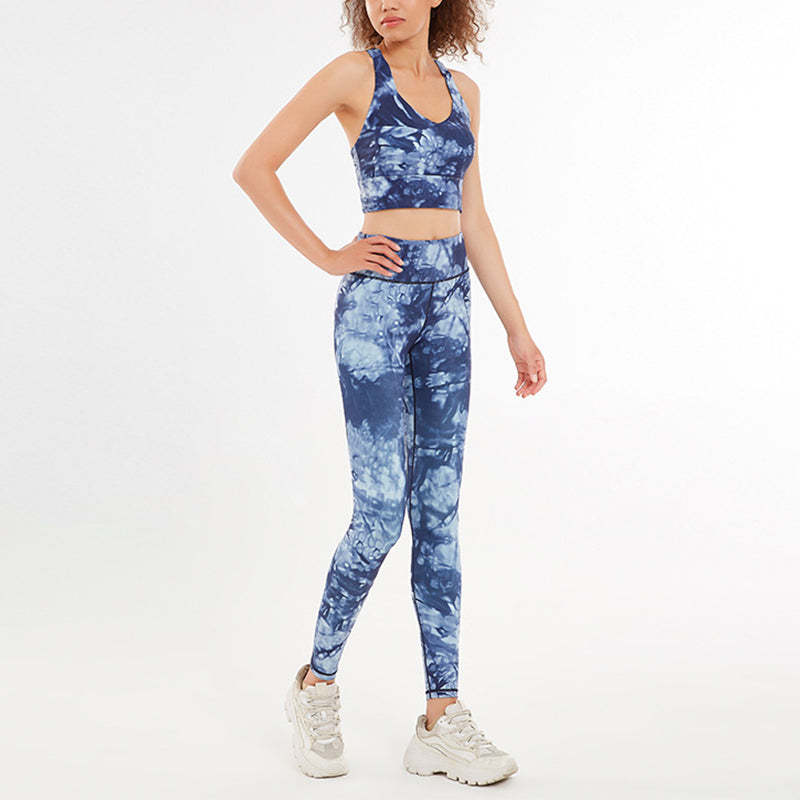 2Pcs Floral Flowers Print Crop Tank Top Pants Sports Gym Outfits Fitness Yoga Women's Yoga Sets