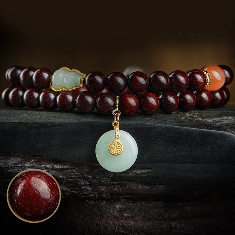 Chinese Zodiac Natal mystic zen Small Leaf Red Sandalwood Jade Red Agate PiXiu Sooth Bracelet