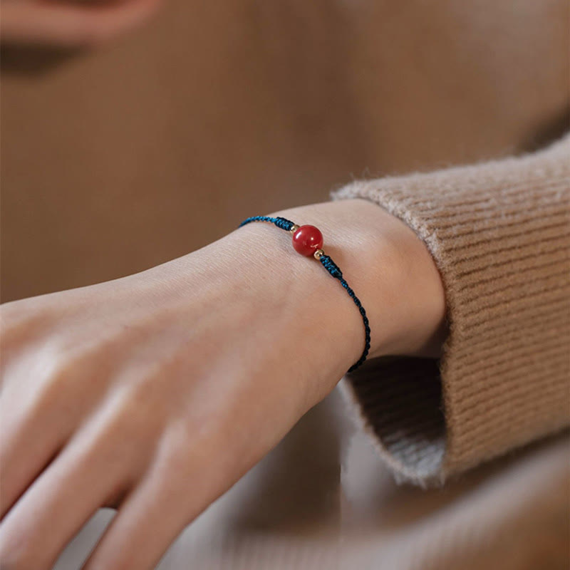 Handmade String Cinnabar Buckle Blessing Bracelet