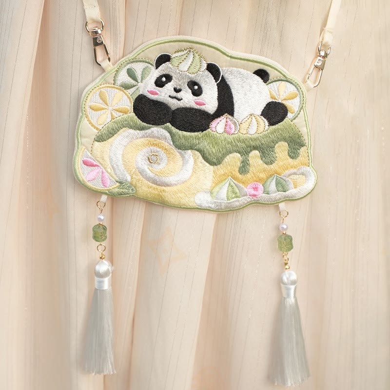 Embroidery Lucky Panda Cat Shiba Inu Deer Rabbit Fox Flower Cute Animal Hanfu Bag Crossbody Bag Shoulder Bag