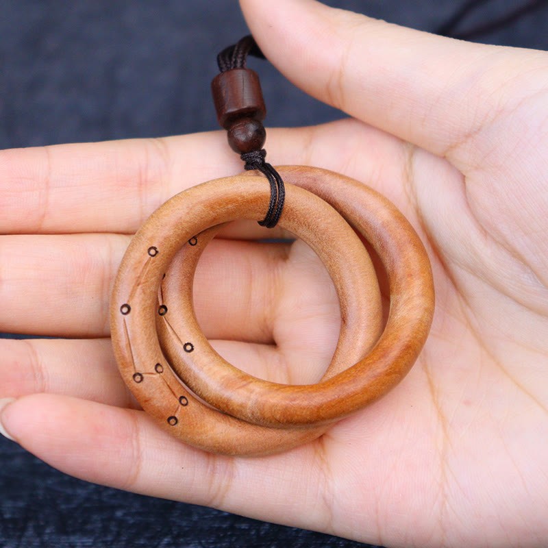 Jujube Wood Taoist Yin Yang Ring Qiankun Circle Luck Ward Off Evil Spirits Necklace Pendant