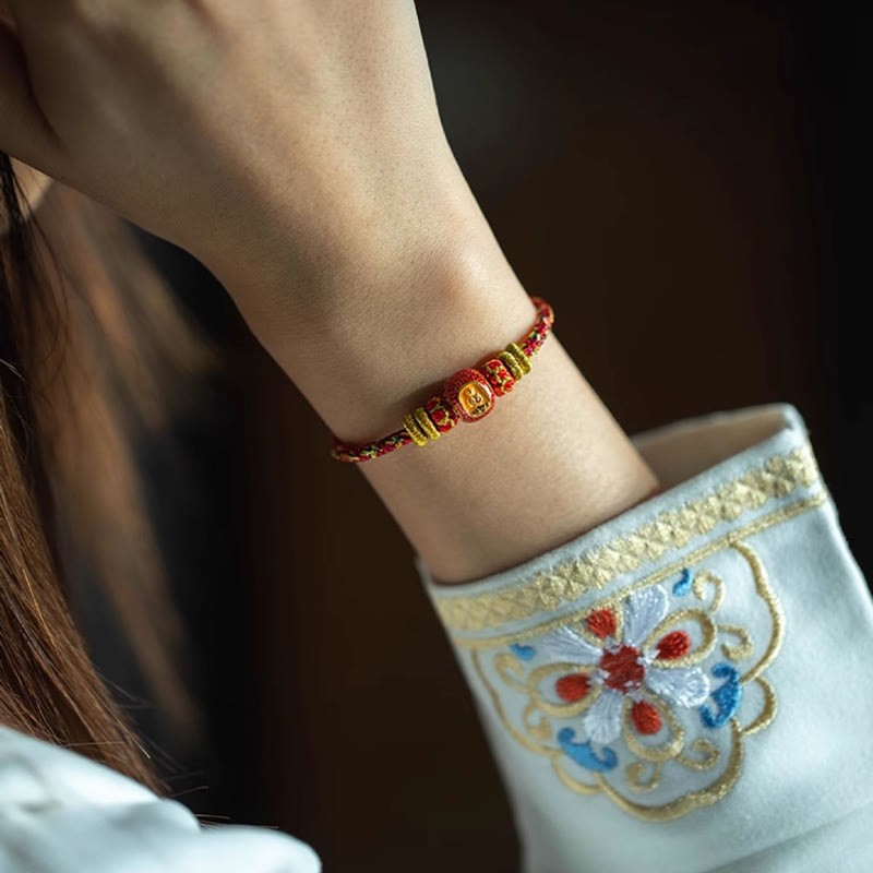 999 Gold Chinese Zodiac Natal mystic zen Year of the Snake Luck Handcrafted Rope Bracelet
