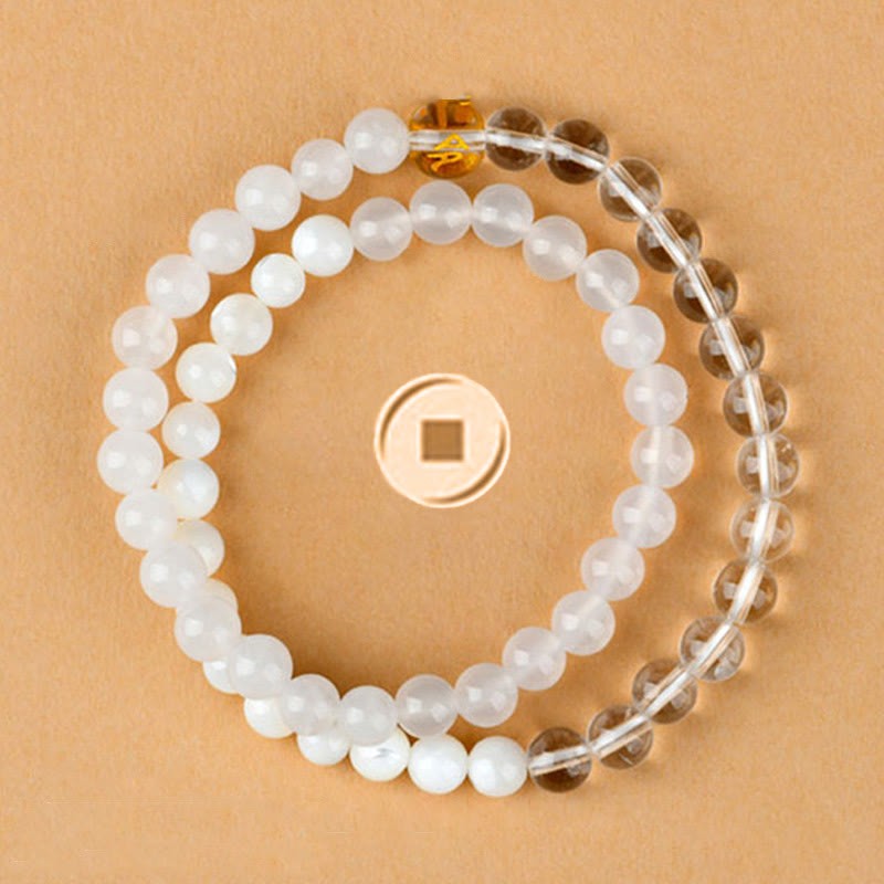 Five Elements Various Agate Crystal Chalcedony White Crystal White Agate Luck Bracelet