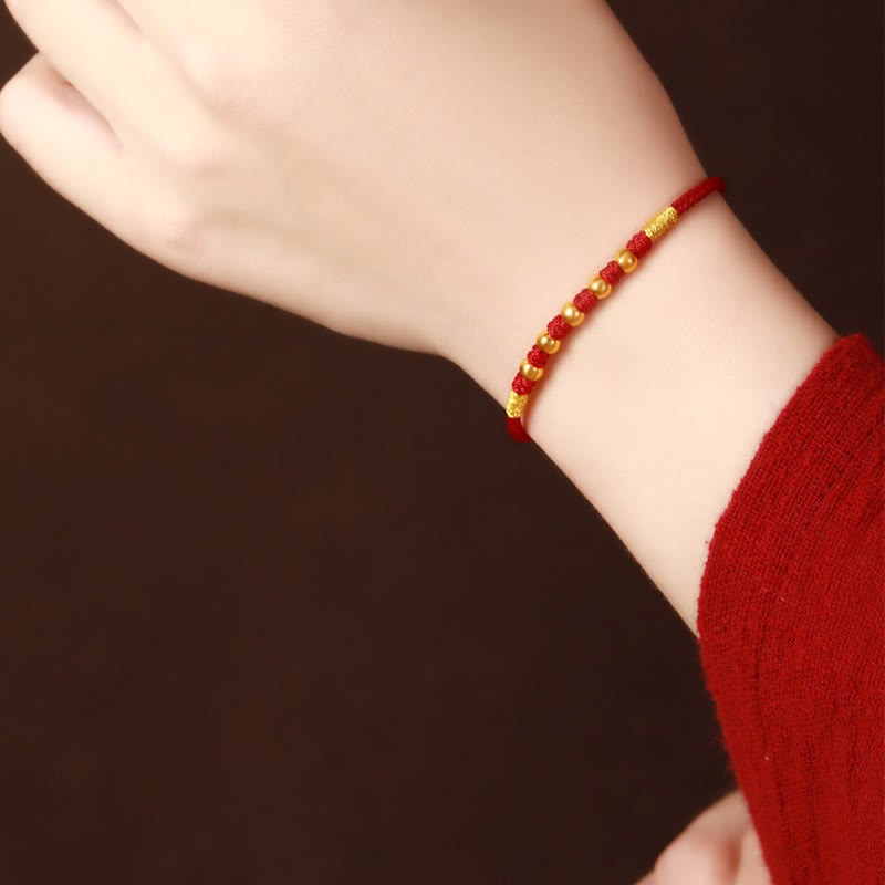 999 Gold Beads Luck King Kong Knot Handmade Braided Protection Bracelet