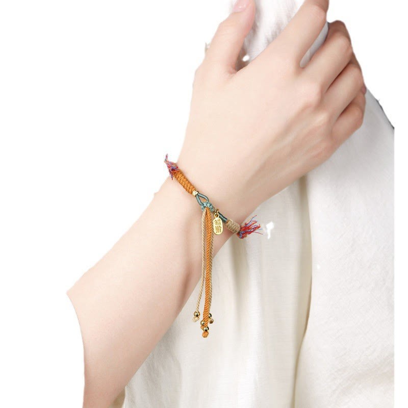 Tibetan Hand-woven Colored Rope Adjustable Tassels Nafu Luck Bracelet