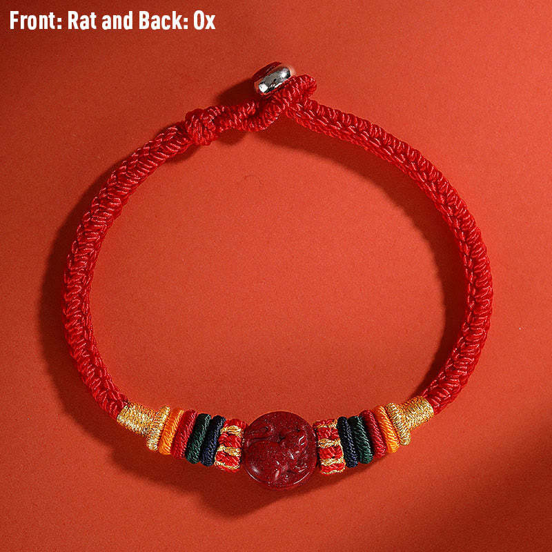 Year of the Dragon 925 Sterling Silver Chinese Zodiac Cinnabar Auspicious Matches Blessing Bracelet