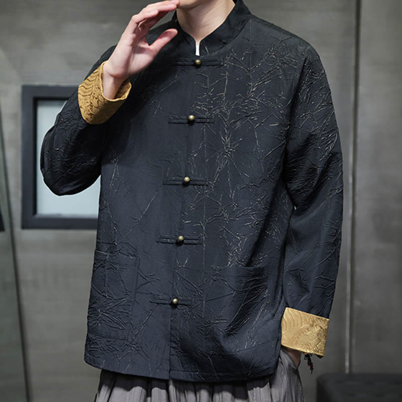 Tang Suit Casual Frog-button Long Sleeve Nylon Men's Jacket Shirt Clothing