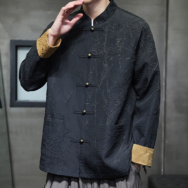 Tang Suit Casual Frog-button Long Sleeve Nylon Men's Jacket Shirt Clothing