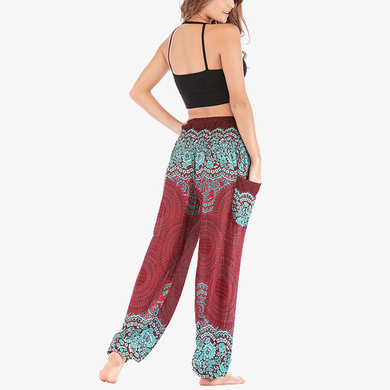 Round Geometric Pattern Loose Casual Harem Trousers High Waist Women's Yoga Pants