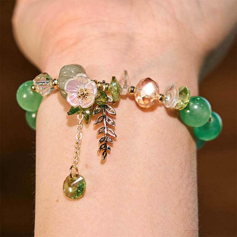 Blue Crystal Amethyst Sun Stone Green Aventurine Healing Bracelet