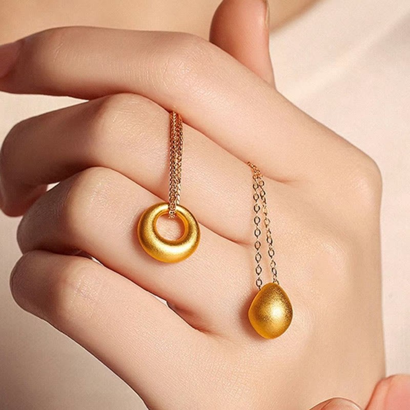 999 Gold Peace Buckle Auspicious Necklace Pendant