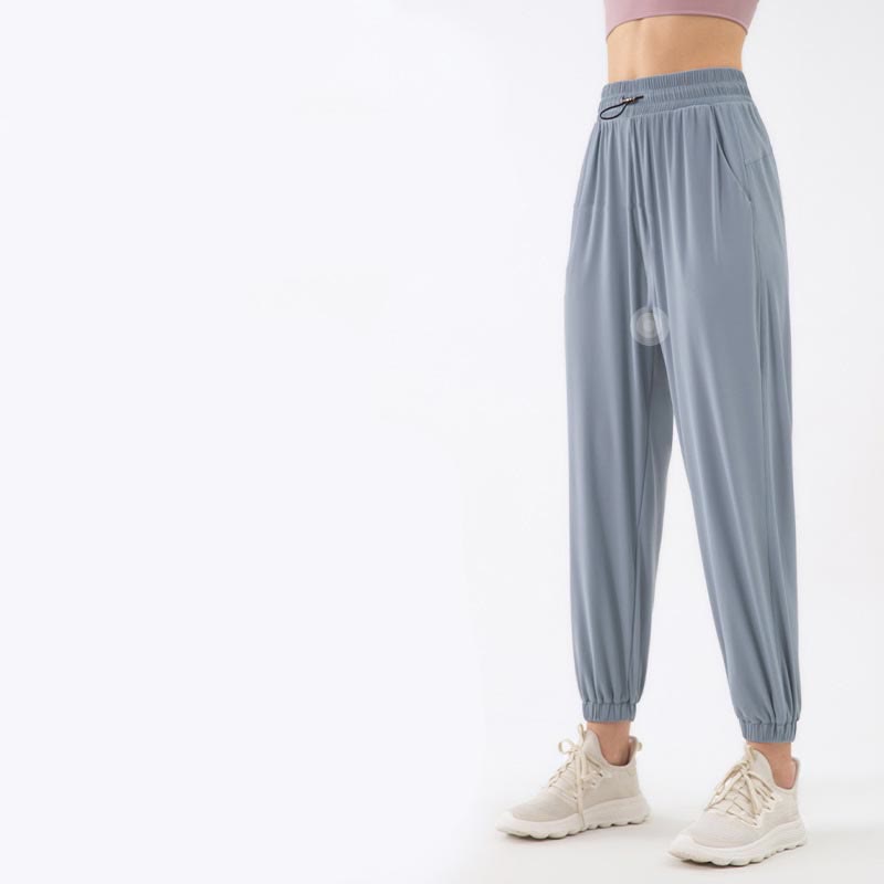 Solid Color Loose Yoga Sports Track Pants With Pockets