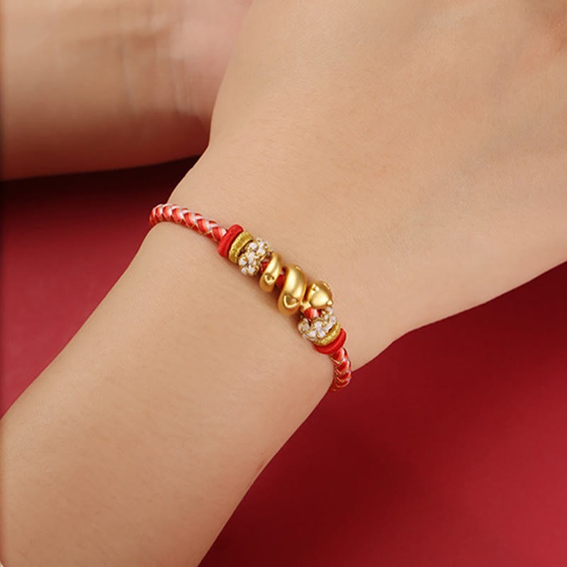 999 Sterling Silver Gradient Red String Year Of The Snake Luck Braided Bracelet