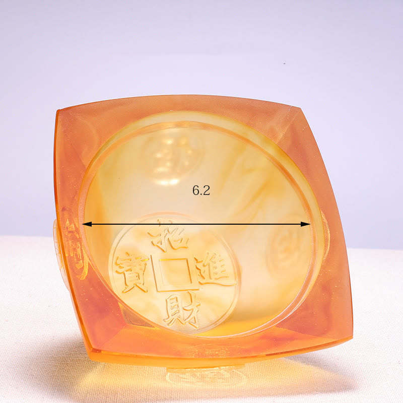 Year Of The Snake Fu Character Ingot Copper Coins Liuli Art Piece Home Decoration