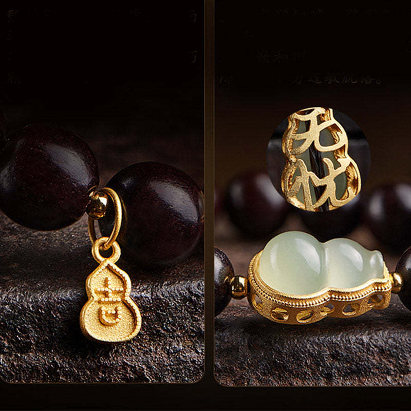 Small Leaf Red Sandalwood Gourd Jade Calm Relaxation Bracelet