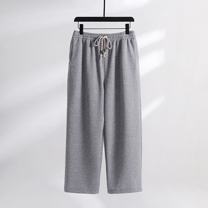 Solid Color Cotton Fleece Drape Men's Pants With Pockets