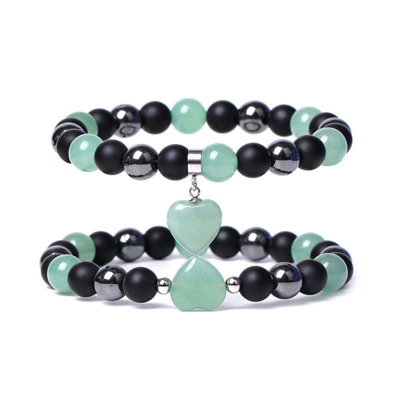 Black Onyx Tiger Eye Stone Crystal Love Heart Protection Bracelet