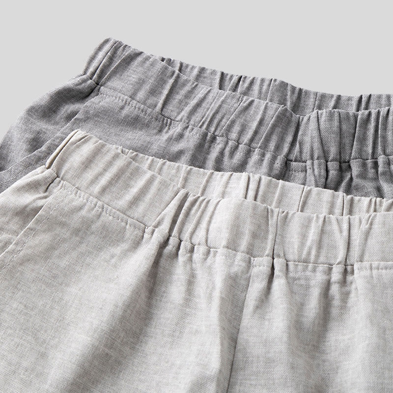 Casual Summer Buttoned Women's Cotton Linen Pants With Pockets