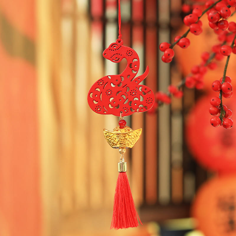 Year Of The Snake Ingot Fu Character Luck Chinese New Year Spring Festival Hanging Decoration