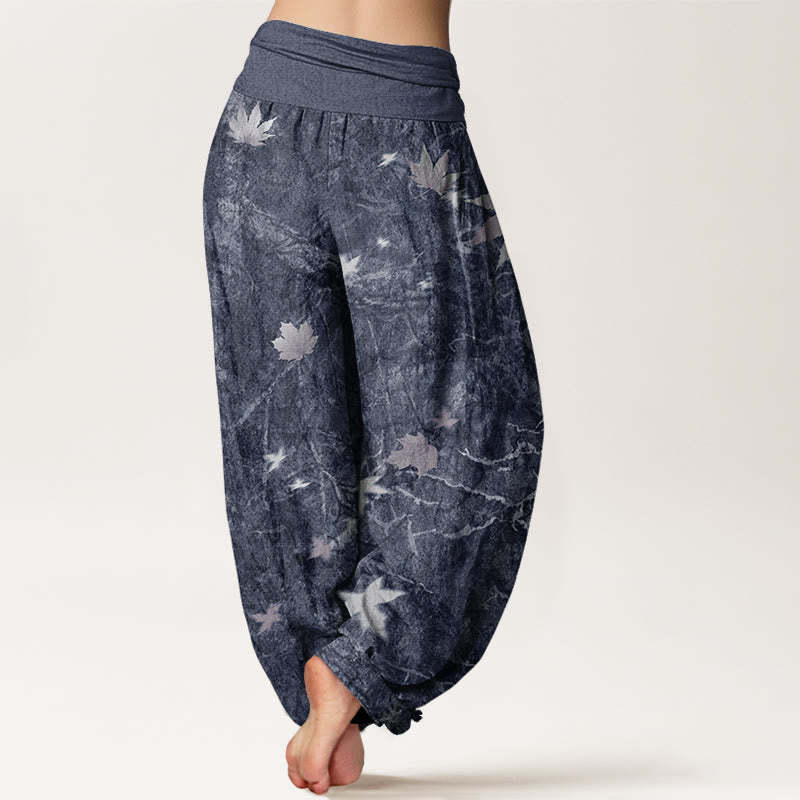 Maple Leaf Pattern Women's Elastic Waist Harem Pants
