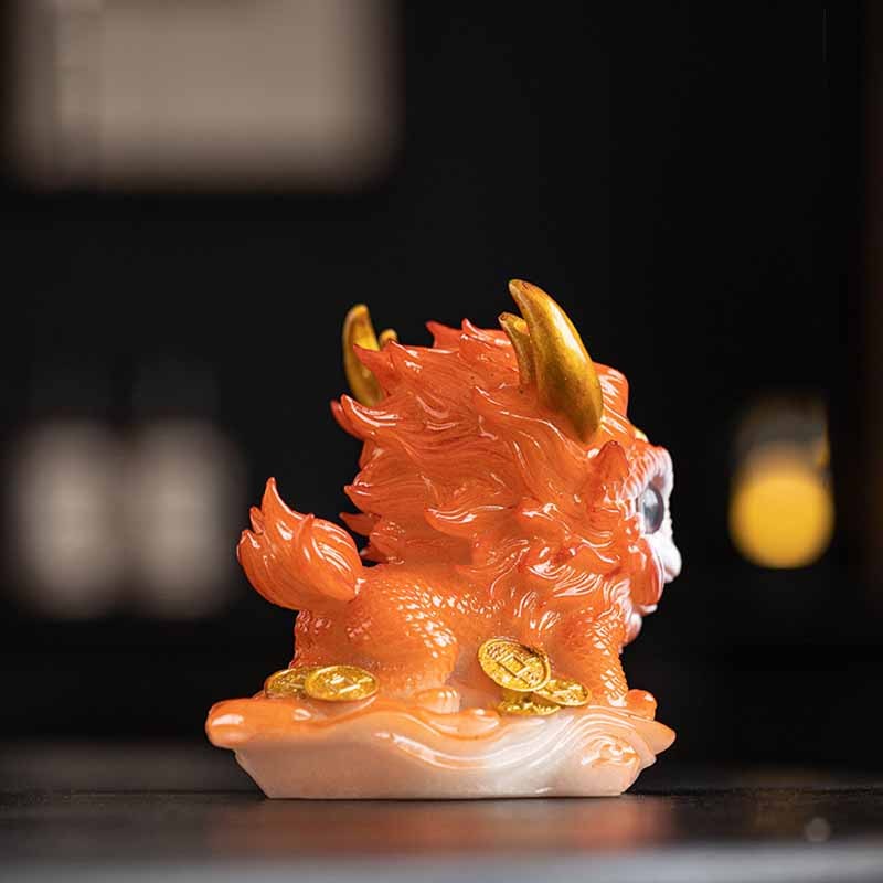 Color Changing Small Kirin Resin Tea Pet Home Figurine Decoration