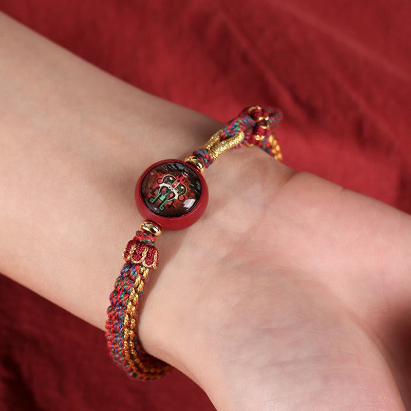 Colorful Rope Cinnabar Thangka Blessing Braided Bracelet