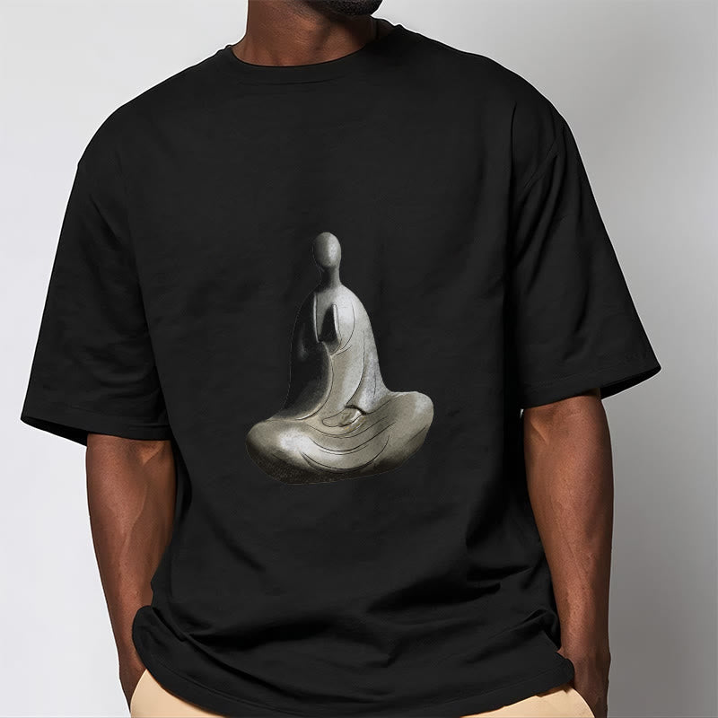 Gray Formless mystic zen Pattern Cotton Tee T-shirt