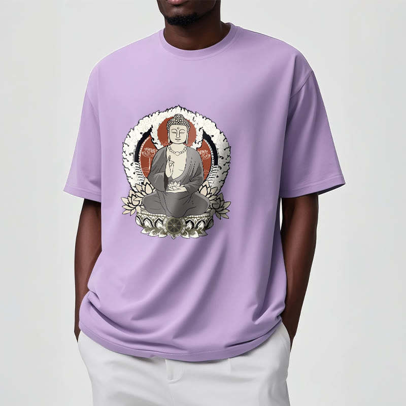 Meditating mystic zen Sitting With Lotus Pattern Tee T-shirt