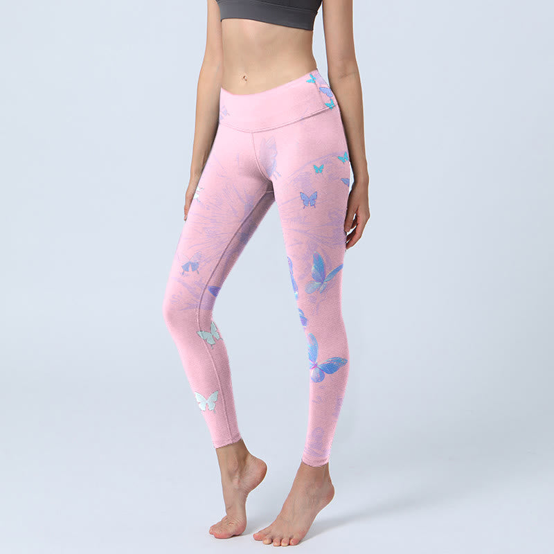 Butterfly Print Gym Leggings Women's Yoga Pants