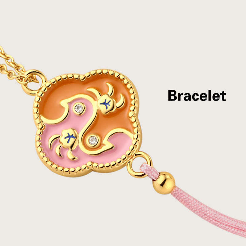 18K Gold Plated Copper Two Birds Zircon Healing Necklace Pendant Bracelet Earrings Set