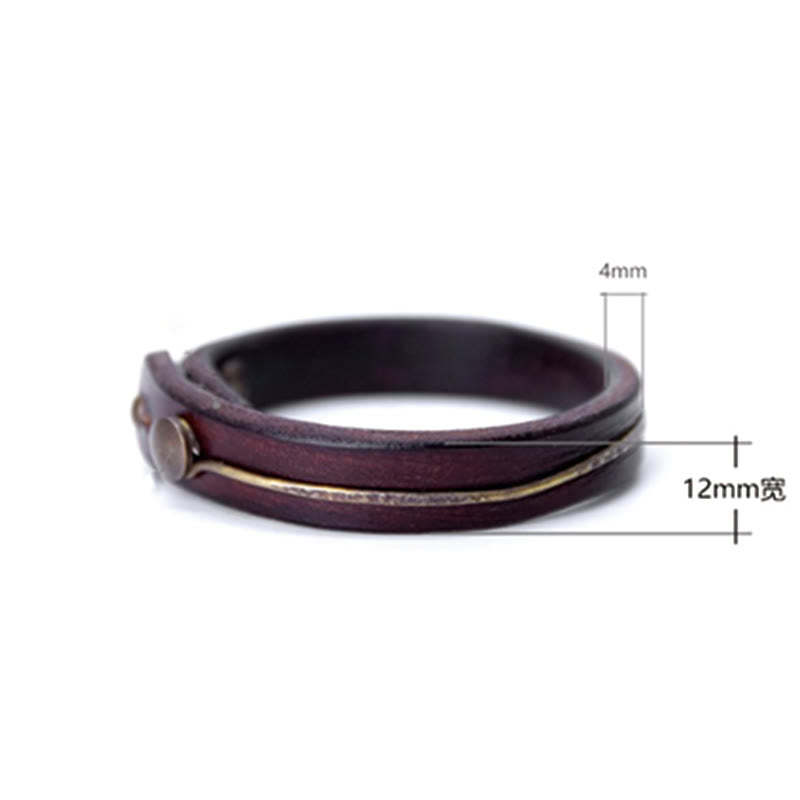 Vintage Leather Copper Brass Wire Healing Bangle Bracelet