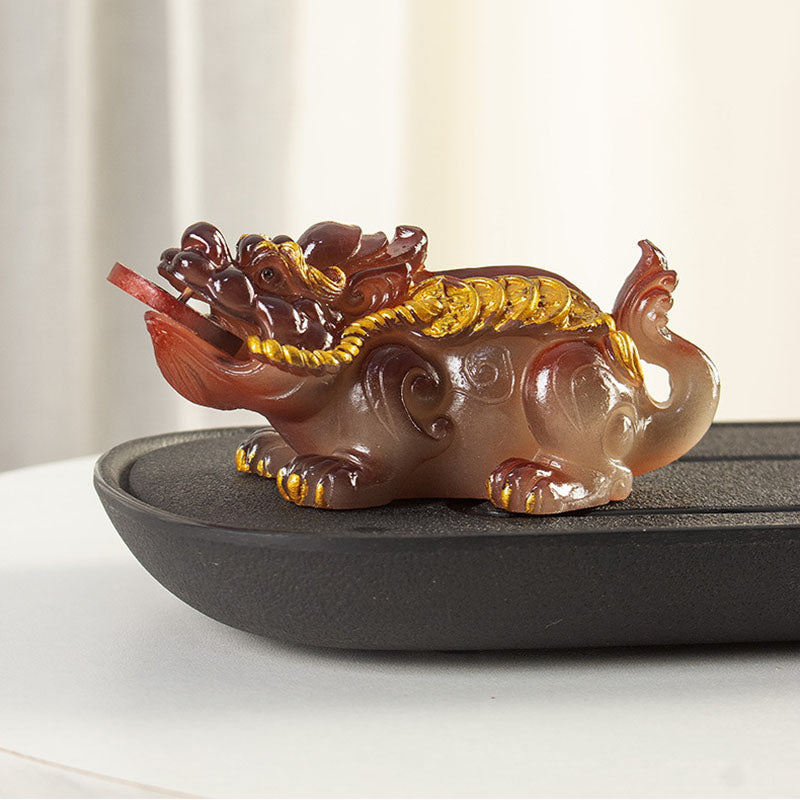 Color Changing Small PiXiu Copper Coins Resin Tea Pet Wealth Home Figurine Decoration