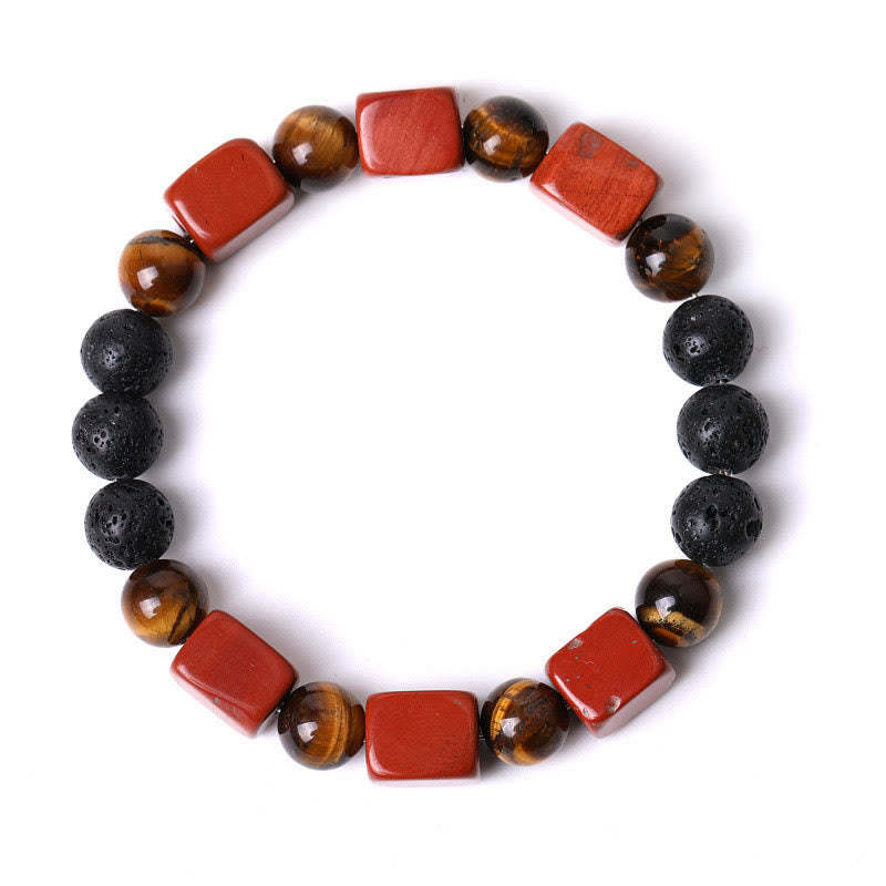 Various Crystals Cube Amethyst Lava Rock Support Bracelet